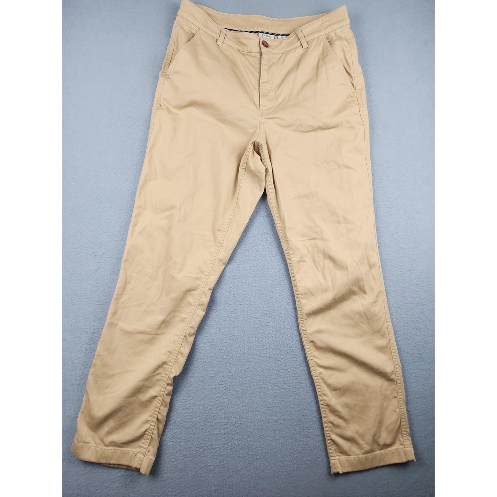 LL Bean Pants Womens 12 Beige Chino Straight Comfort Stretch Twill Casual Work